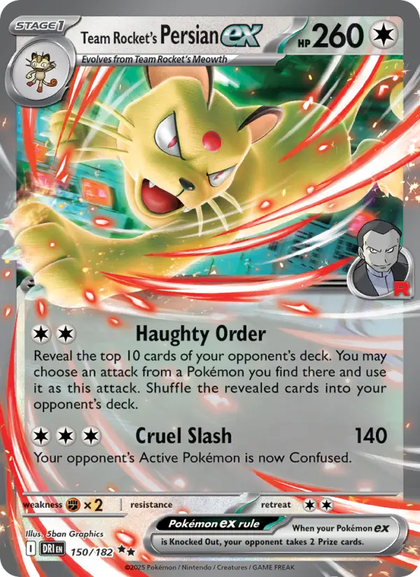 Team Rocket's Persian ex 150 Destined Rivals (SV10) Pokemon Card