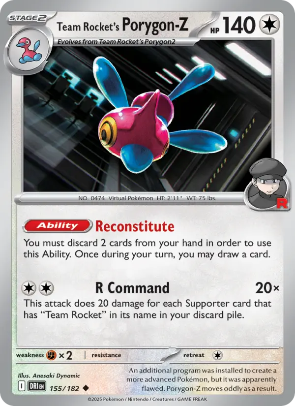 Team Rocket's Porygon-Z 155 Destined Rivals (SV10) Pokemon Card