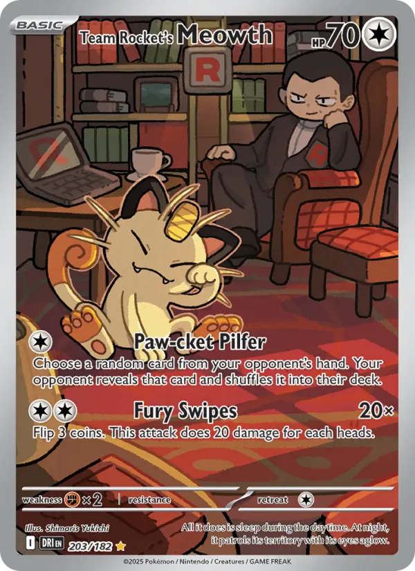 Team Rocket's Meowth 203 Destined Rivals (SV10) Pokemon Card