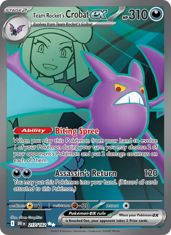 Team Rocket's Crobat ex 217 Destined Rivals (SV10) Pokemon Card
