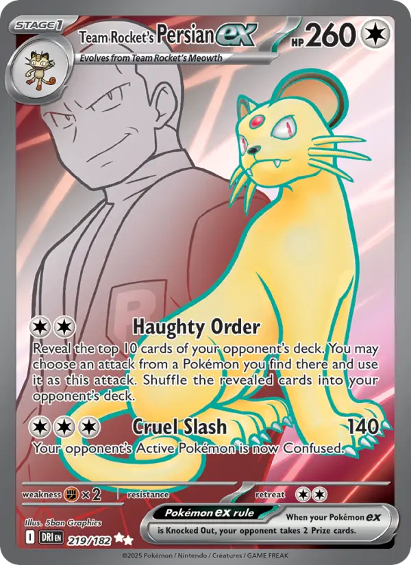 Team Rocket's Persian ex 219 Destined Rivals (SV10) Pokemon Card
