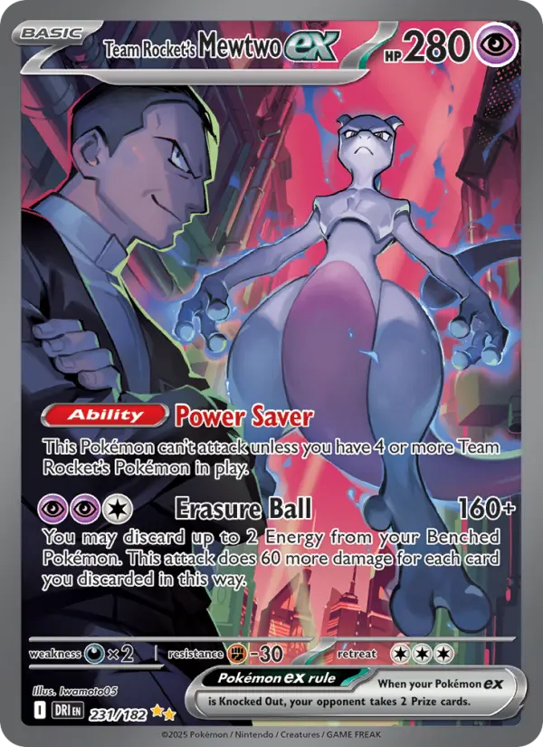 Team Rocket's Mewtwo ex 231 Destined Rivals (SV10) Pokemon Card