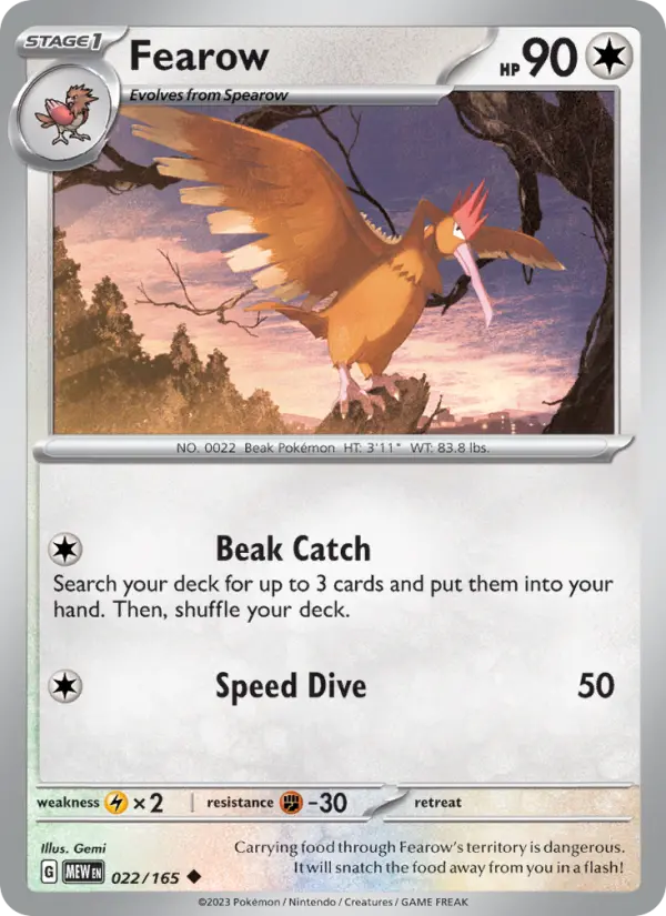 Fearow 022 Scarlet & Violet 151 Pokemon Card