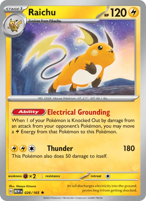 Raichu 026 Scarlet & Violet 151 Pokemon Card