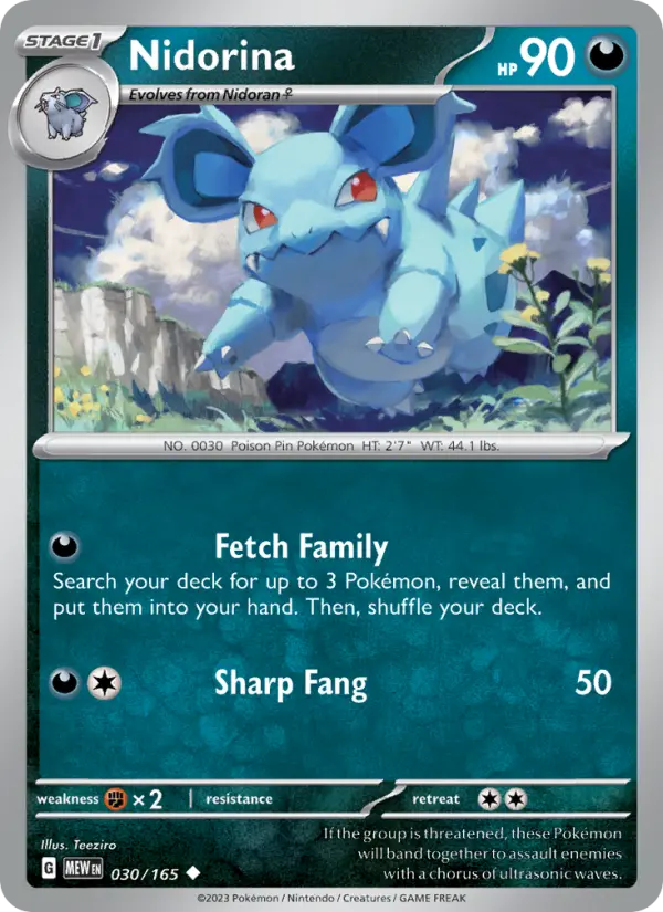Nidorina 030 Scarlet & Violet 151 Pokemon Card