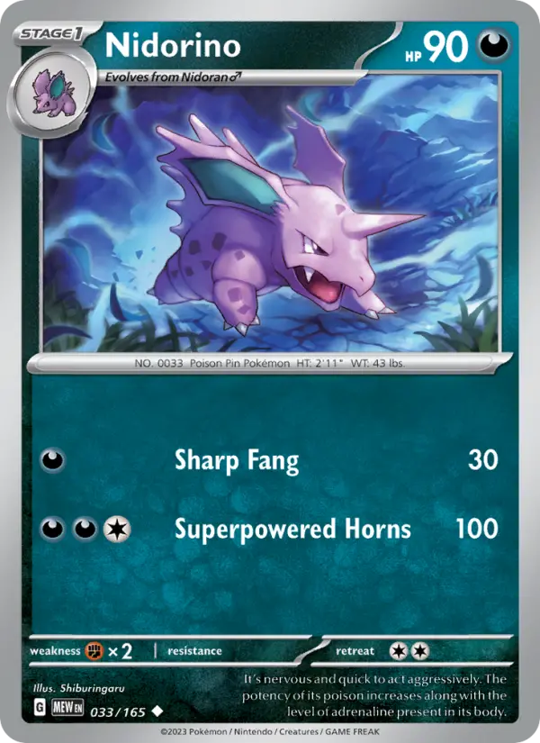 Nidorino 033 Scarlet & Violet 151 Pokemon Card