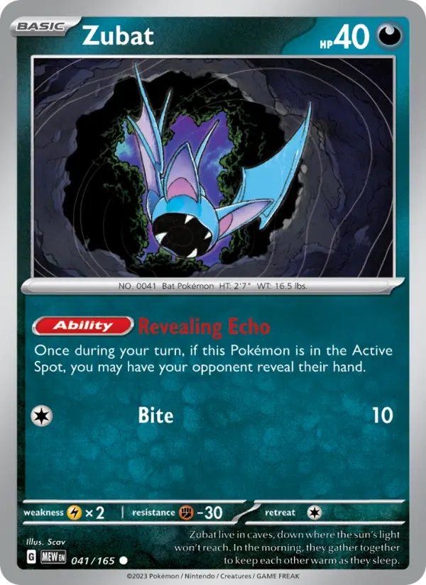 Zubat 041 Scarlet & Violet 151 Pokemon Card
