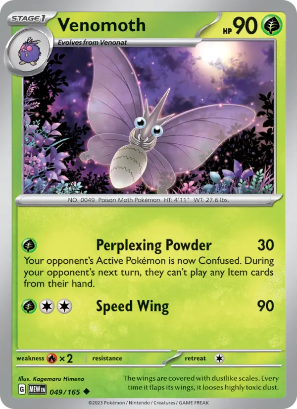 Venomoth 049 Scarlet & Violet 151 Pokemon Card