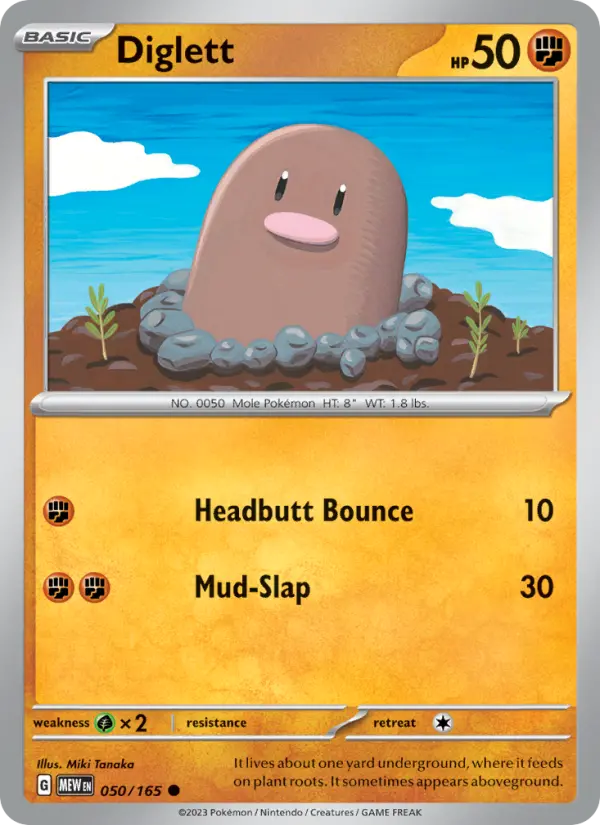 Diglett 050 Scarlet & Violet 151 Pokemon Card