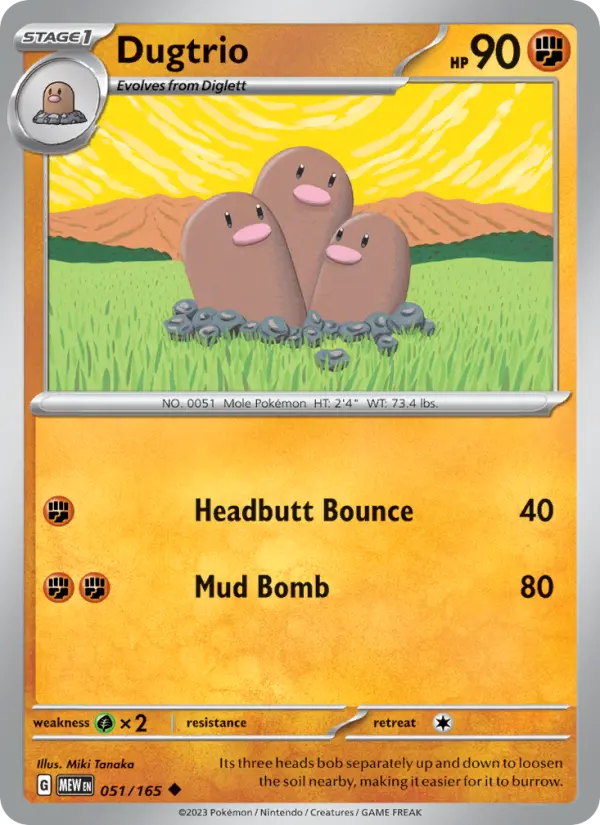 Dugtrio 051 Scarlet & Violet 151 Pokemon Card