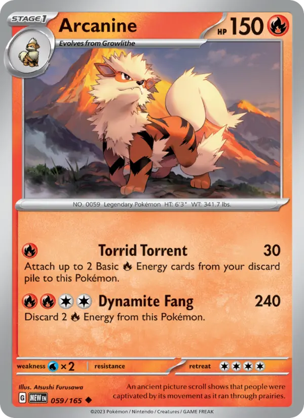 Arcanine 059 Scarlet & Violet 151 Pokemon Card