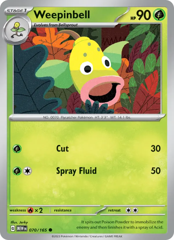 Weepinbell 070 Scarlet & Violet 151 Pokemon Card