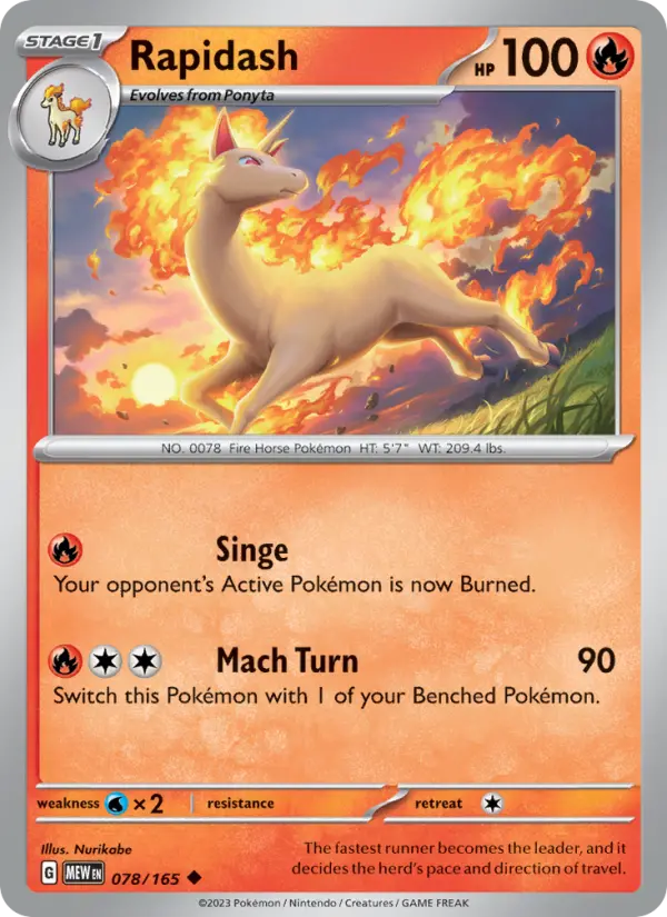 Rapidash 078 Scarlet & Violet 151 Pokemon Card