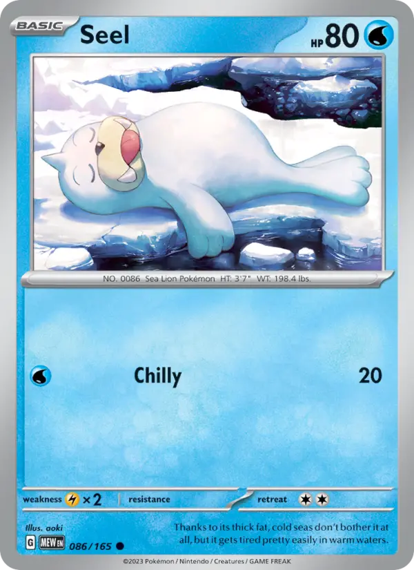 Seel 086 Scarlet & Violet 151 Pokemon Card