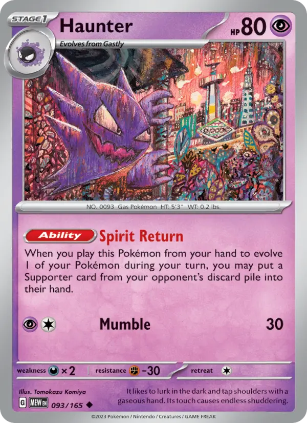 Haunter 093 Scarlet & Violet 151 Pokemon Card