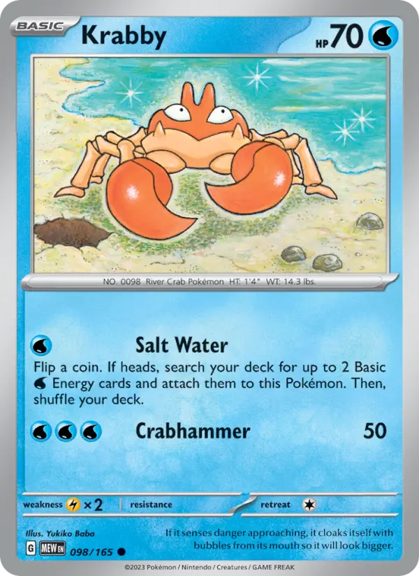 Krabby 098 Scarlet & Violet 151 Pokemon Card
