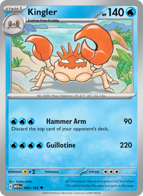 Kingler 099 Scarlet & Violet 151 Pokemon Card