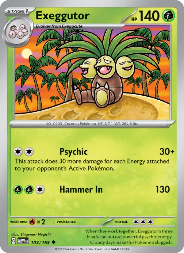 Exeggutor 103 Scarlet & Violet 151 Pokemon Card