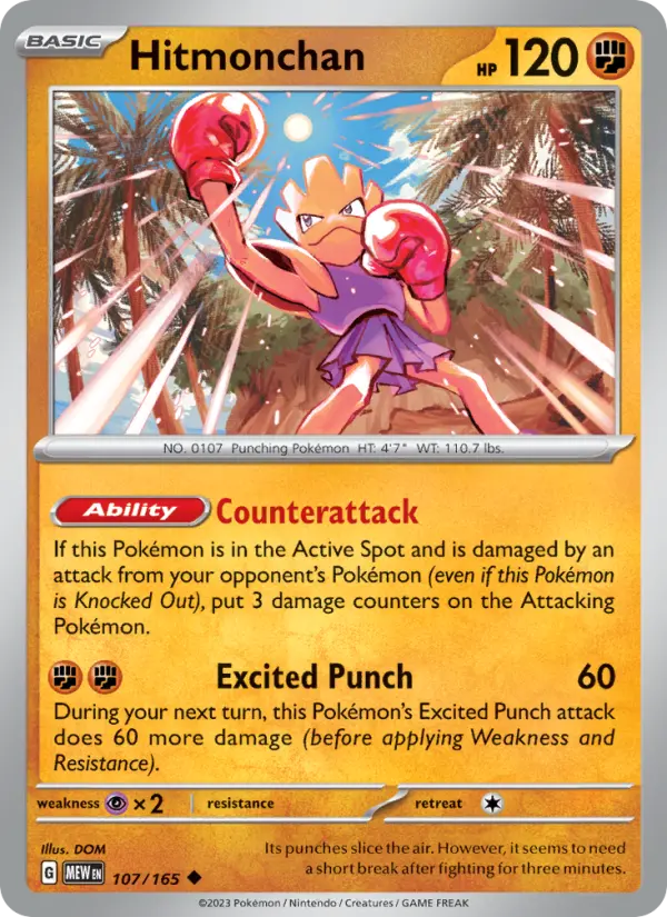 Hitmonchan 107 Scarlet & Violet 151 Pokemon Card