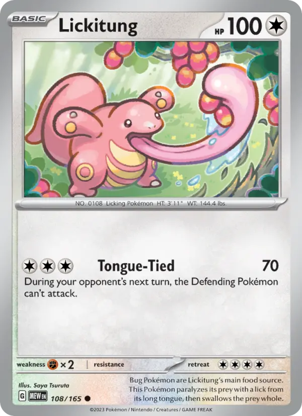Lickitung 108 Scarlet & Violet 151 Pokemon Card