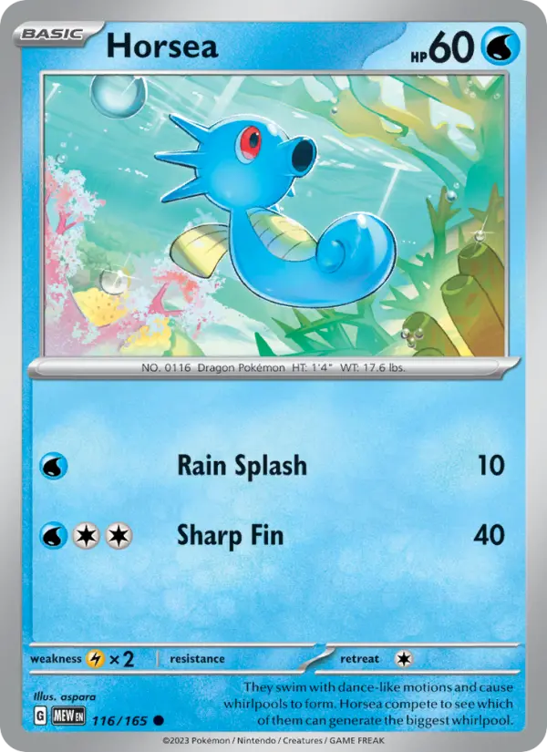 Horsea 116 Scarlet & Violet 151 Pokemon Card