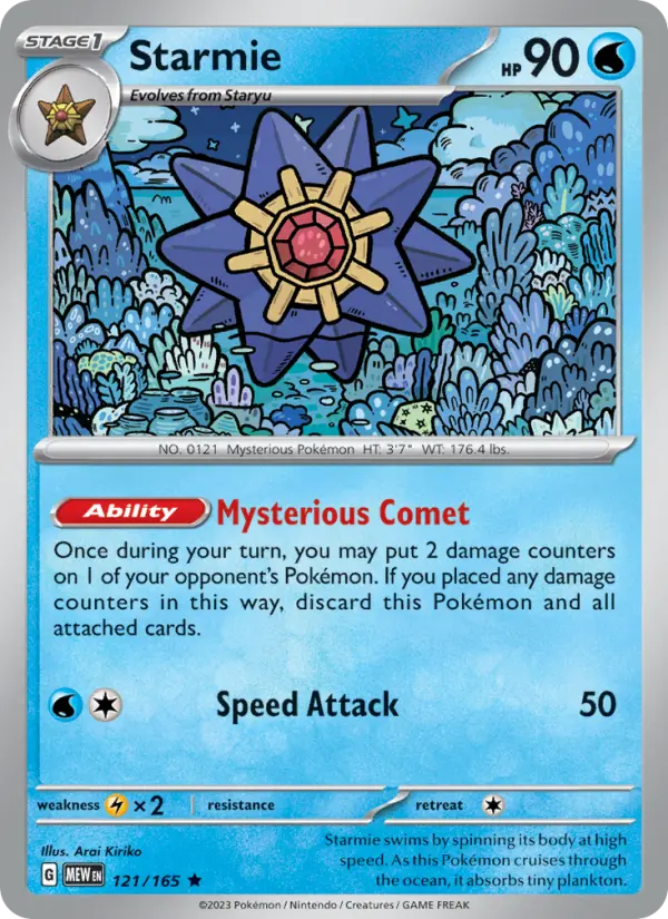 Starmie 121 Scarlet & Violet 151 Pokemon Card