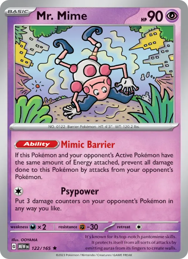 Mr. Mime 122 Scarlet & Violet 151 Pokemon Card