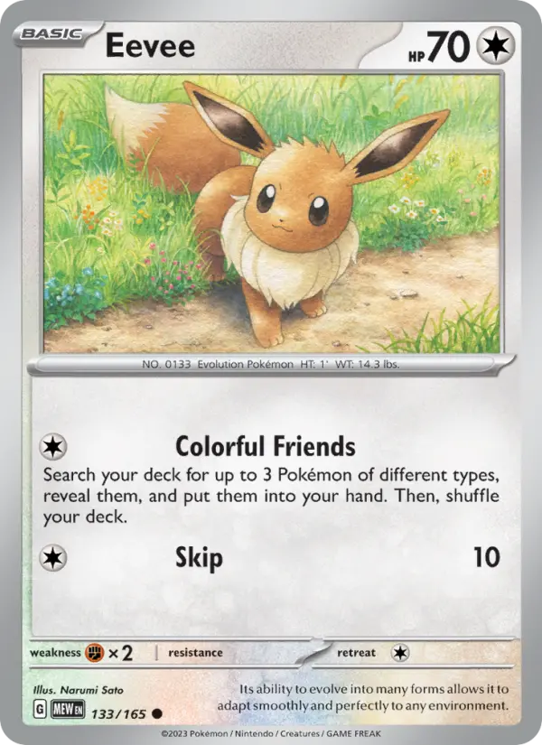 Eevee 133 Scarlet & Violet 151 Pokemon Card