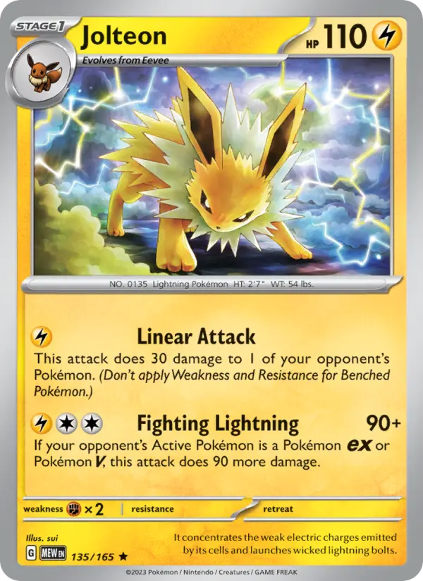 Jolteon 135 Scarlet & Violet 151 Pokemon Card