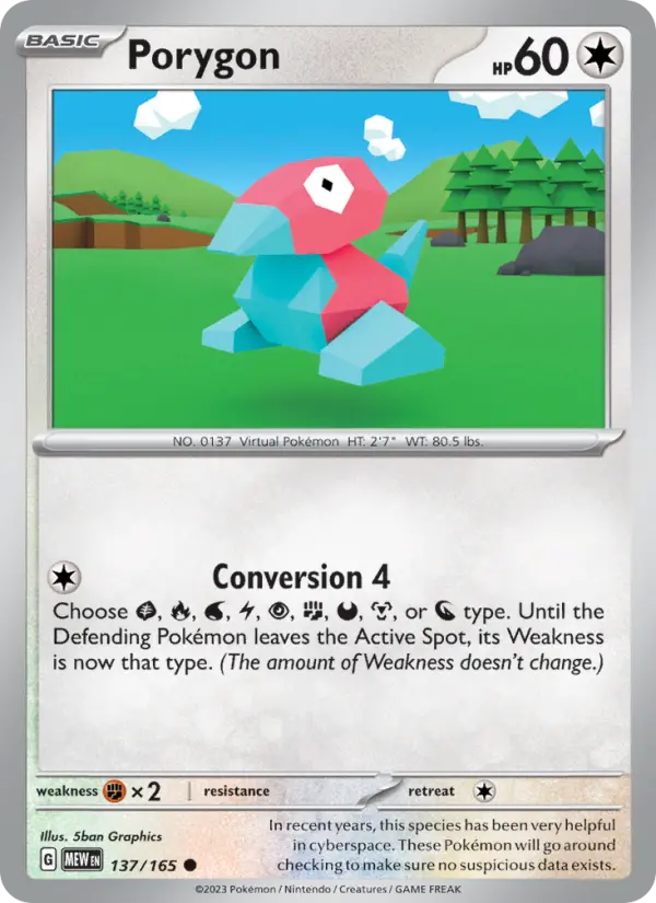 Porygon 137 Scarlet & Violet 151 Pokemon Card