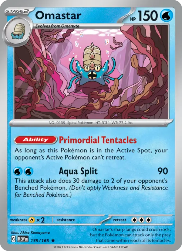 Omastar 139 Scarlet & Violet 151 Pokemon Card