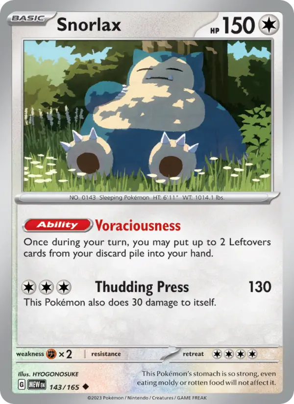 Snorlax 143 Scarlet & Violet 151 Pokemon Card