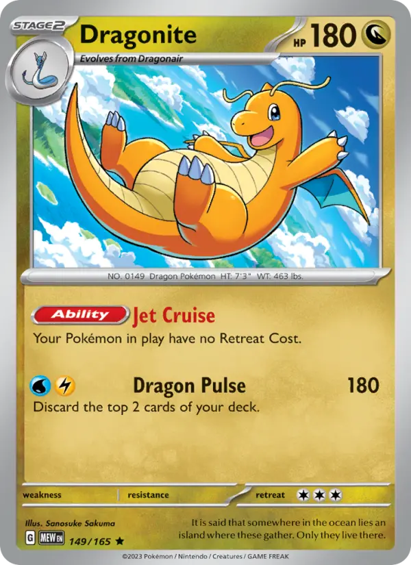 Dragonite 149 Scarlet & Violet 151 Pokemon Card