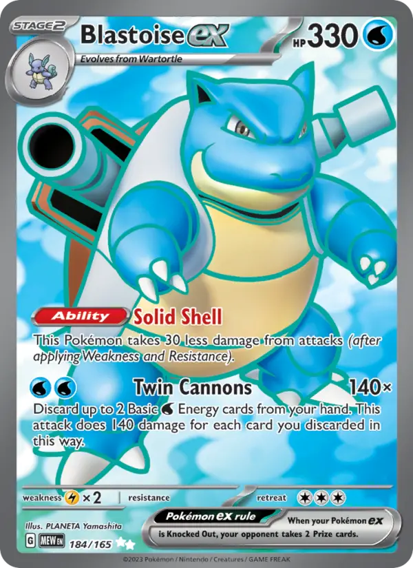 Blastoise ex 184 Scarlet & Violet 151 Pokemon Card