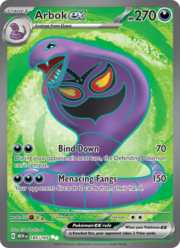 Arbok ex 185 Scarlet & Violet 151 Pokemon Card