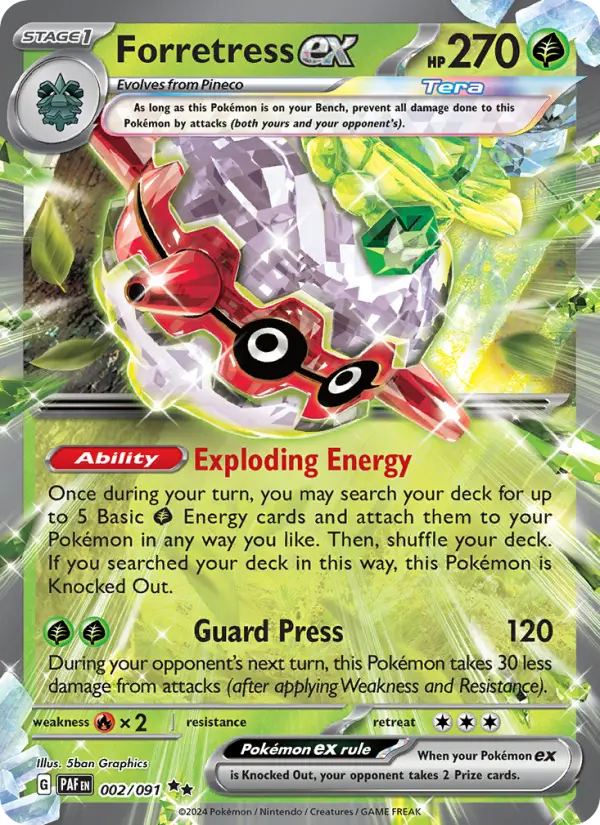 Forretress ex 002 Paldean Fates (SV4.5) Pokemon Card