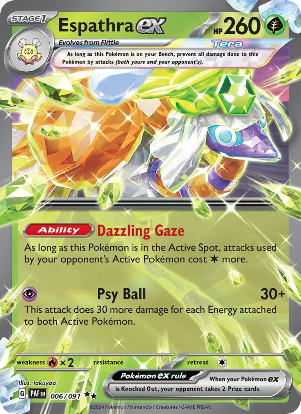 Espathra ex 006 Paldean Fates (SV4.5) Pokemon Card