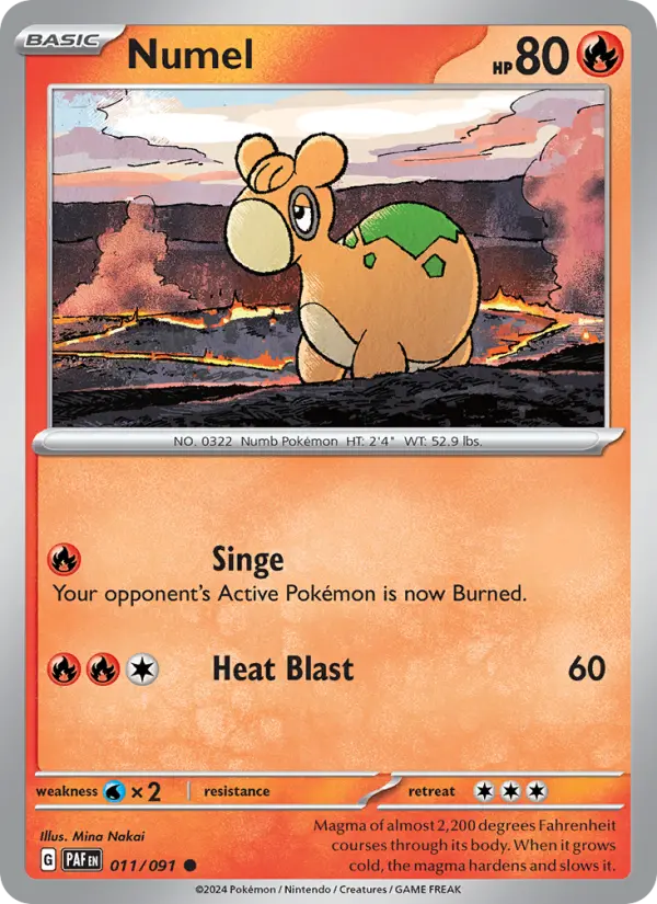 Numel 011 Paldean Fates (SV4.5) Pokemon Card