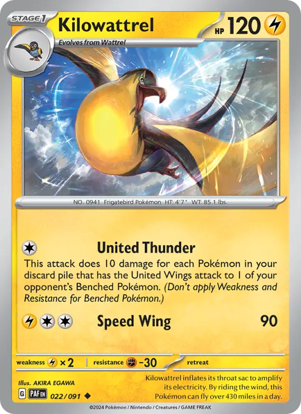Kilowattrel 022 Paldean Fates (SV4.5) Pokemon Card