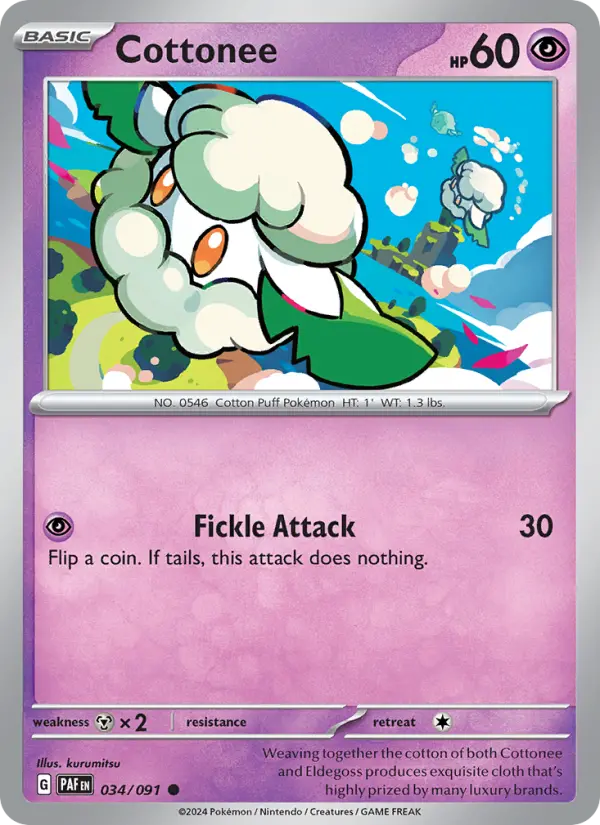 Cottonee 034 Paldean Fates (SV4.5) Pokemon Card