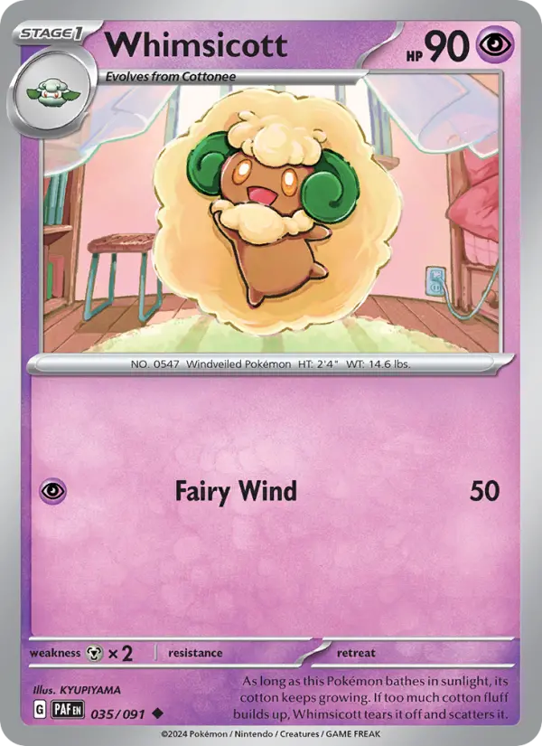 Whimsicott 035 Paldean Fates (SV4.5) Pokemon Card