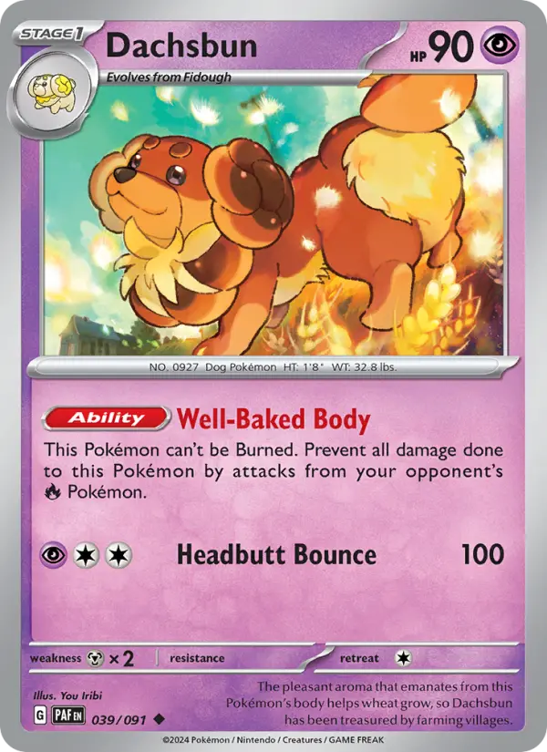 Dachsbun 039 Paldean Fates (SV4.5) Pokemon Card