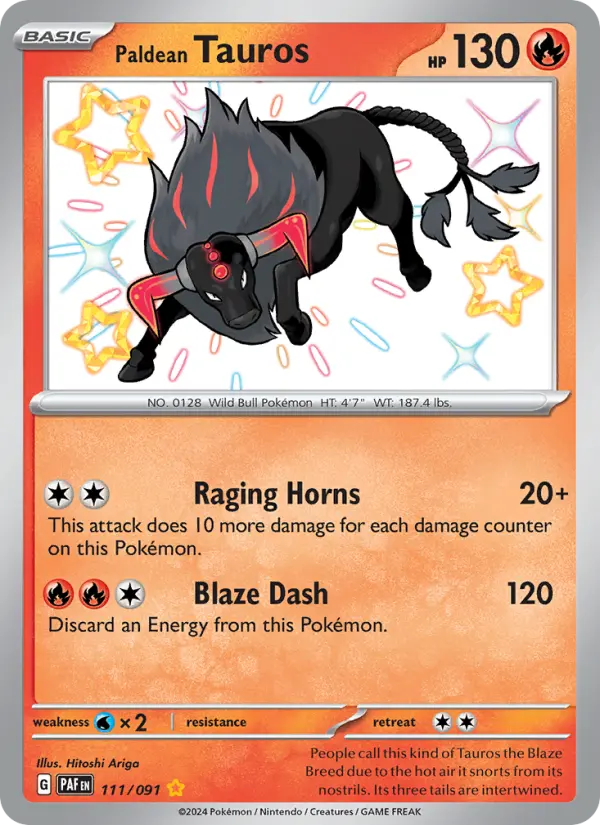 Paldean Tauros 111 Paldean Fates (SV4.5) Pokemon Card