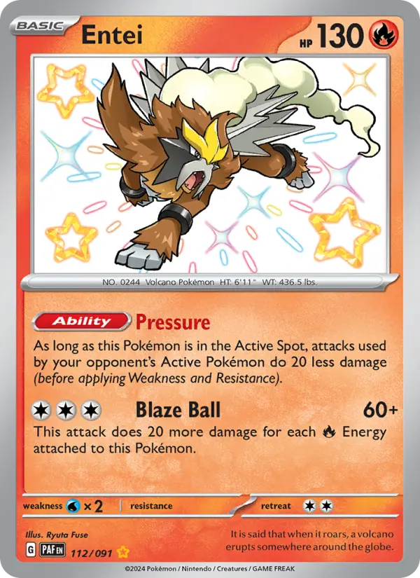 Entei 112 Paldean Fates (SV4.5) Pokemon Card