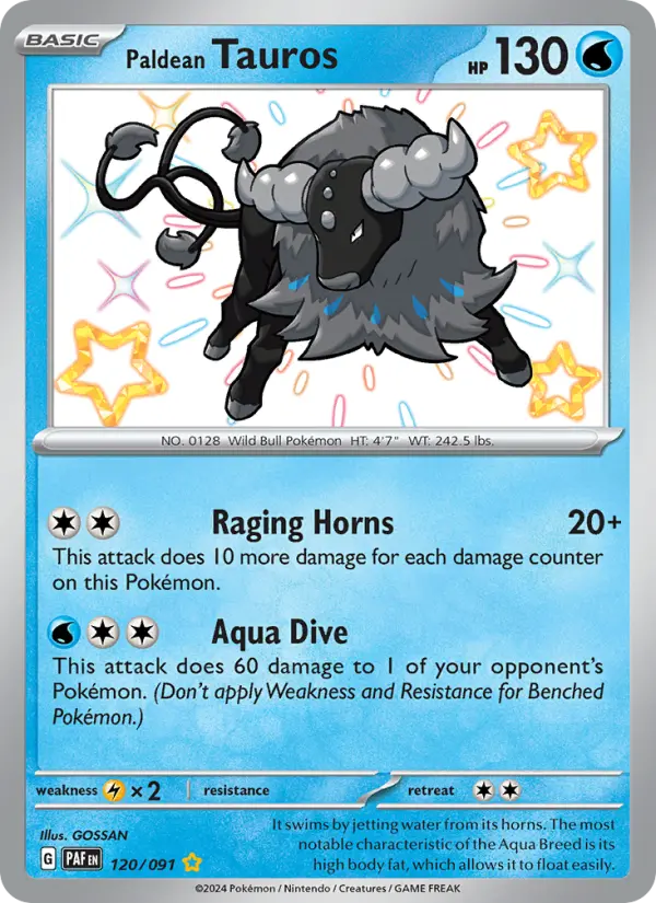 Paldean Tauros 120 Paldean Fates (SV4.5) Pokemon Card