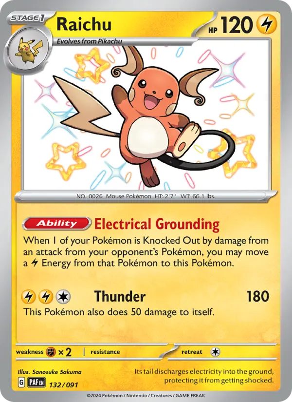 Raichu 132 Paldean Fates (SV4.5) Pokemon Card