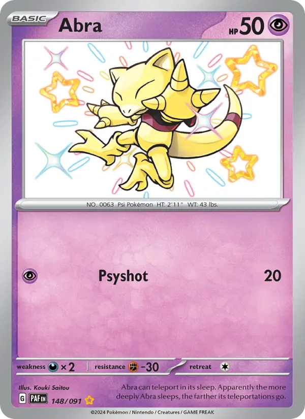 Abra 148 Paldean Fates (SV4.5) Pokemon Card