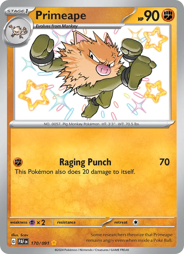 Primeape 170 Paldean Fates (SV4.5) Pokemon Card