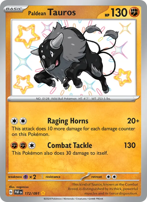 Paldean Tauros 172 Paldean Fates (SV4.5) Pokemon Card