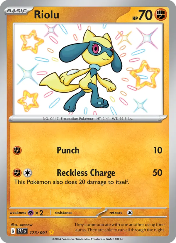 Riolu 173 Paldean Fates (SV4.5) Pokemon Card